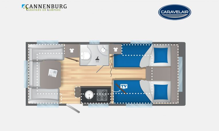 Caravelair Artica 492 model 2023 Layout Dagweergave