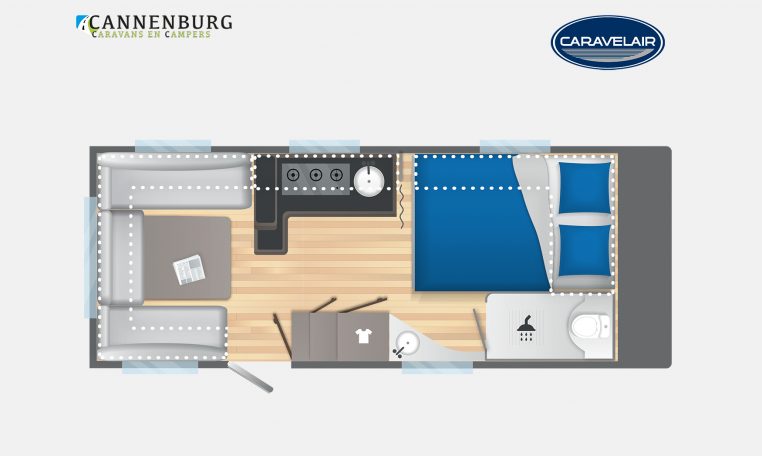 Caravelair Artica 520 model 2023 Layout Dagweergave