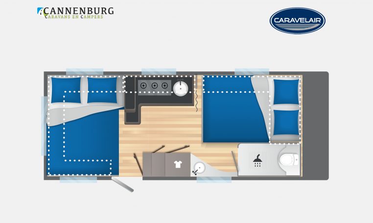 Caravelair Artica 520 model 2023 Layout Nachtweergave