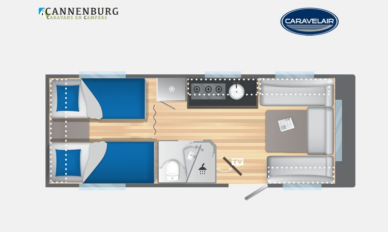 Caravelair Artica 542 model 2023 Layout Dagweergave