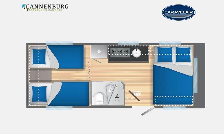 Caravelair Artica 542 model 2023 Layout Nachtweergave