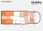 Hobby Optima De Luxe T65 GE model 2023 Layout Nachtweergave
