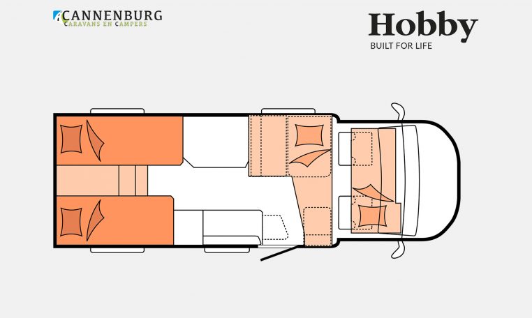 Hobby Optima De Luxe T65 GE model 2023 Layout Nachtweergave