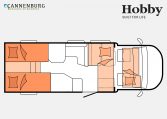 Hobby Optima De Luxe T70 GE model 2023 Layout Nachtweergave