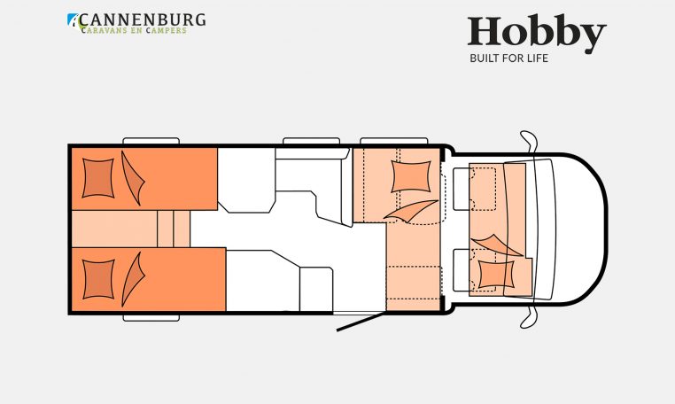 Hobby Optima De Luxe T70 GE model 2023 Layout Nachtweergave