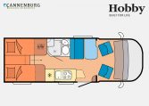 Hobby Optima OnTour Edition V65 GE model 2023 Layout Dagweergave