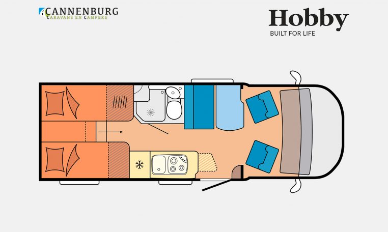 Hobby Optima OnTour Edition V65 GE model 2023 Layout Dagweergave