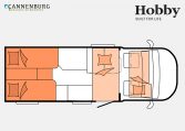 Hobby Optima OnTour Edition V65 GE model 2023 Layout Nachtweergave