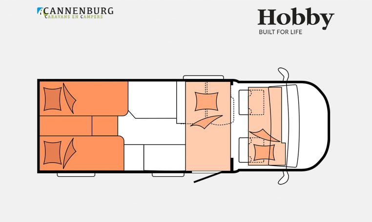 Hobby Optima OnTour Edition V65 GE model 2023 Layout Nachtweergave