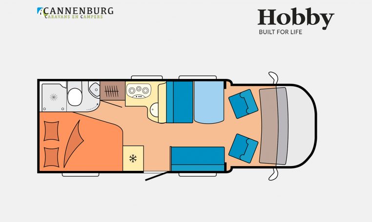 Hobby Optima OnTour T65 FL model 2023 Layout Dagweergave