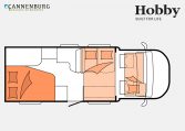 Hobby Optima OnTour T65 FL model 2023 Layout Nachtweergave