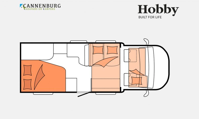 Hobby Optima OnTour T65 FL model 2023 Layout Nachtweergave