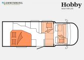 Hobby Optima OnTour T70 F model 2023 Layout Nachtweergave