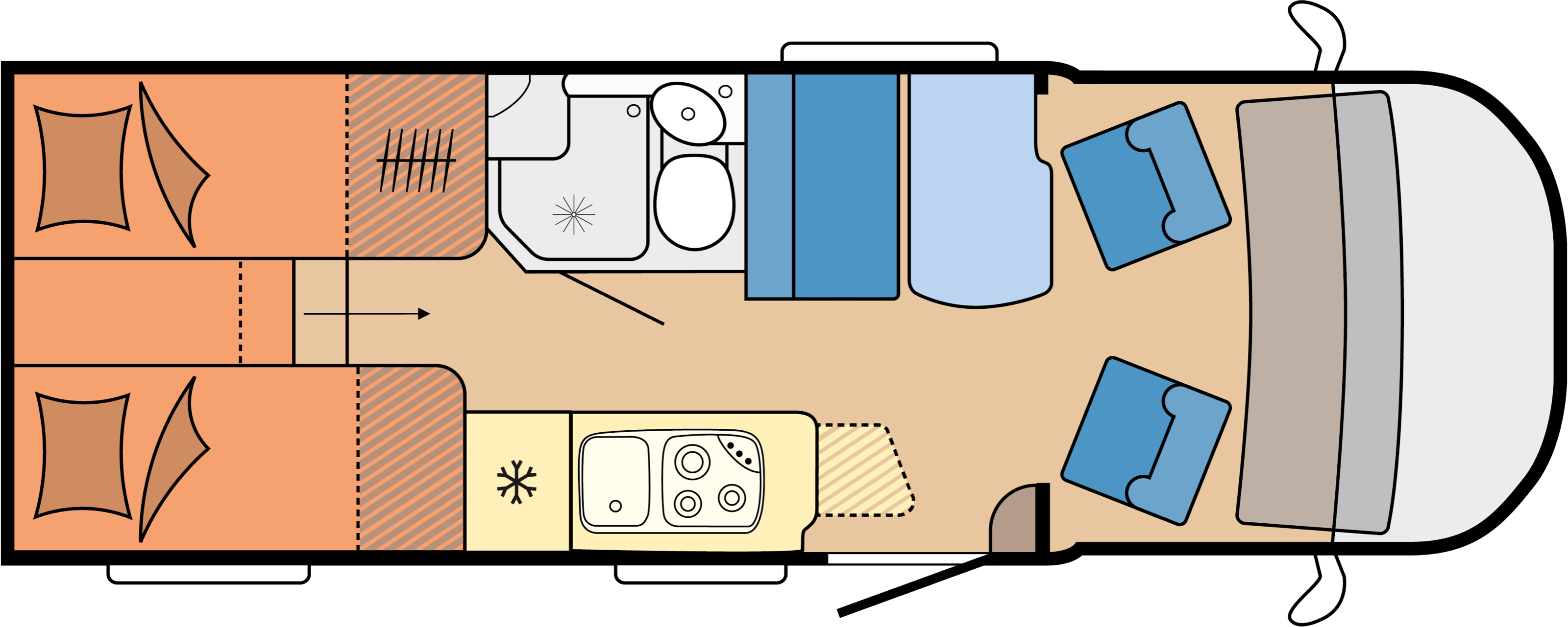 Layout 2023 Hobby Optima OnTour Edition V65 GE Dagweergave