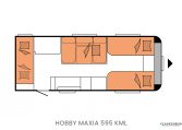 Hobby MAXIA 595 MKL model 2023 interieur slapen