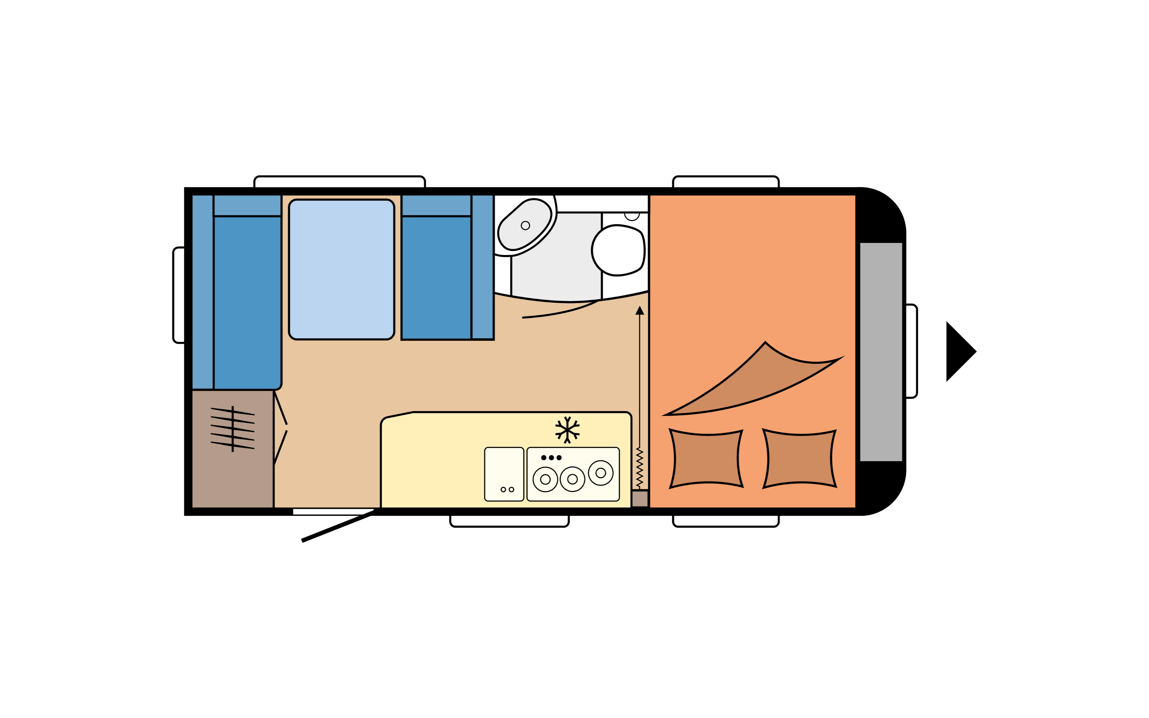 Layout 2023 Hobby De Luxe 440 SF Dagweergave