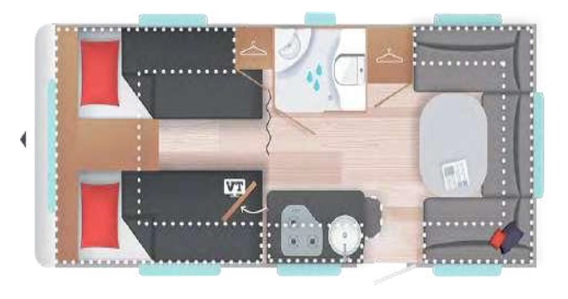 Caravelair plattegrond caravan modeljaar 2024 Exclusive Line 522