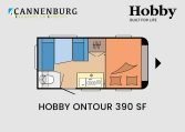 Hobby ONTOUR 390 SF model 2024 caravan plattegrond