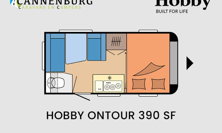 Hobby ONTOUR 390 SF model 2024 caravan plattegrond