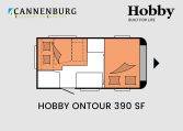 Hobby ONTOUR 390 SF model 2024 caravan plattegrond slapen