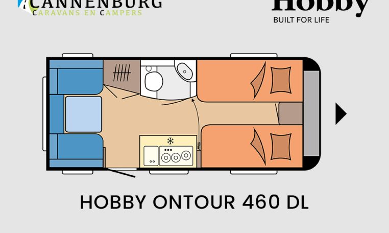 Hobby ONTOUR 460 DL model 2024 caravan plattegrond