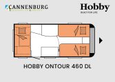 Hobby ONTOUR 460 DL model 2024 caravan plattegrond slapen