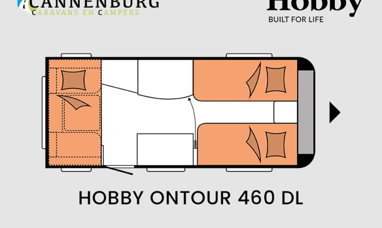 Hobby ONTOUR 460 DL model 2024 caravan plattegrond slapen