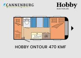 Hobby ONTOUR 470 KMF model 2024 caravan plattegrond