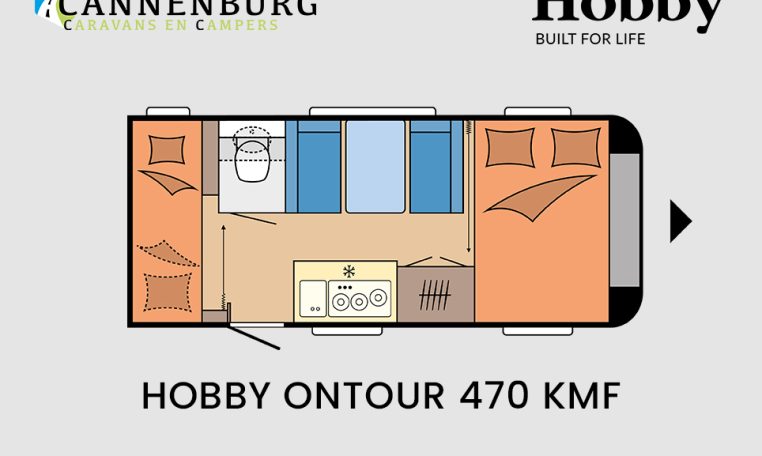Hobby ONTOUR 470 KMF model 2024 caravan plattegrond