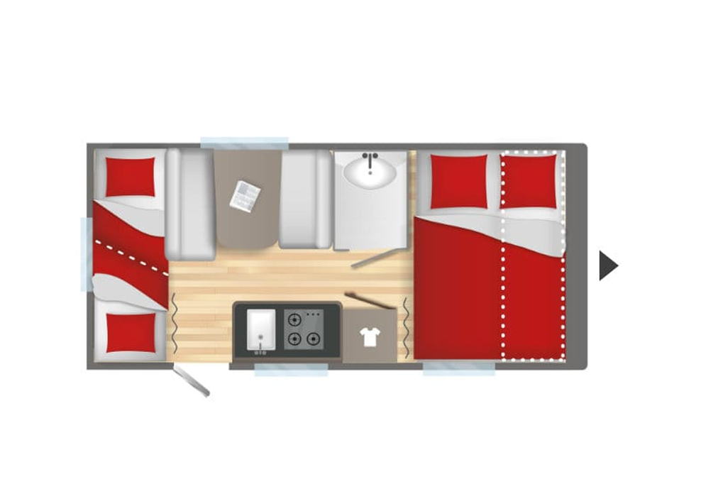 plattegrond Caravelair Alba 426 modeljaar 2024 caravan