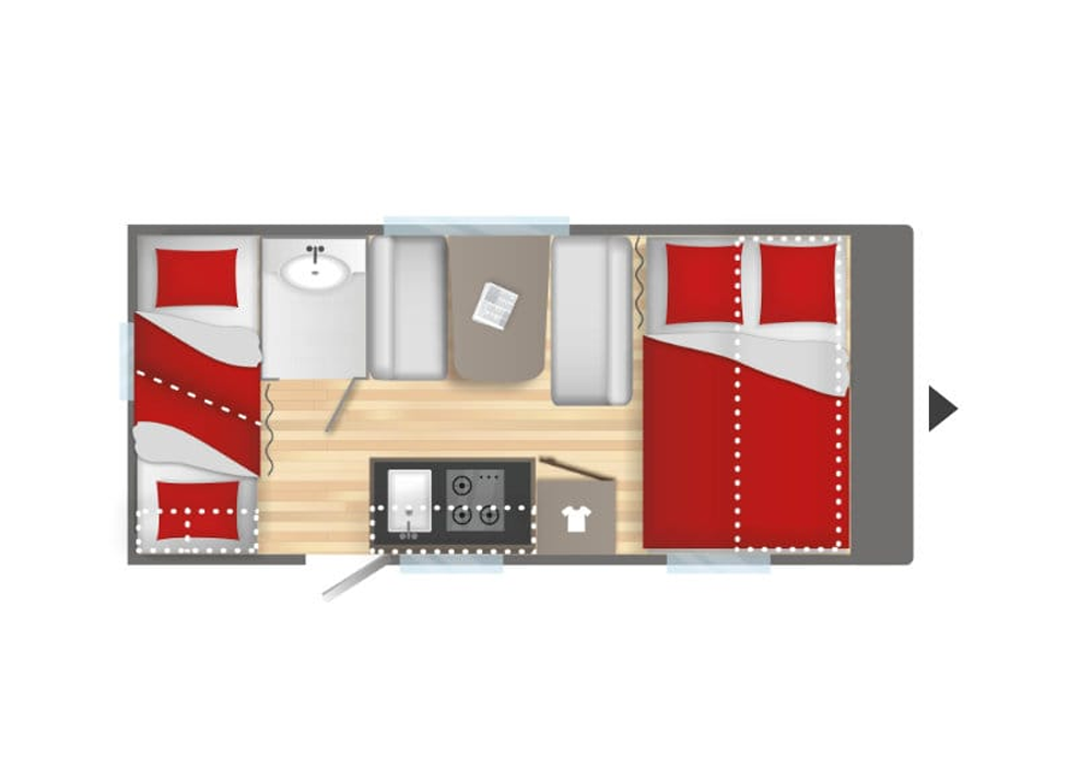 plattegrond Caravelair Alba 466 modeljaar 2024 caravan