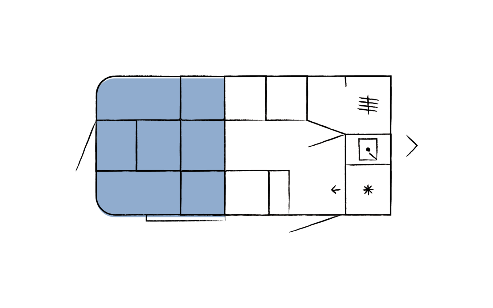 Layout 2023 Hobby Beachy 420 Nachtweergave