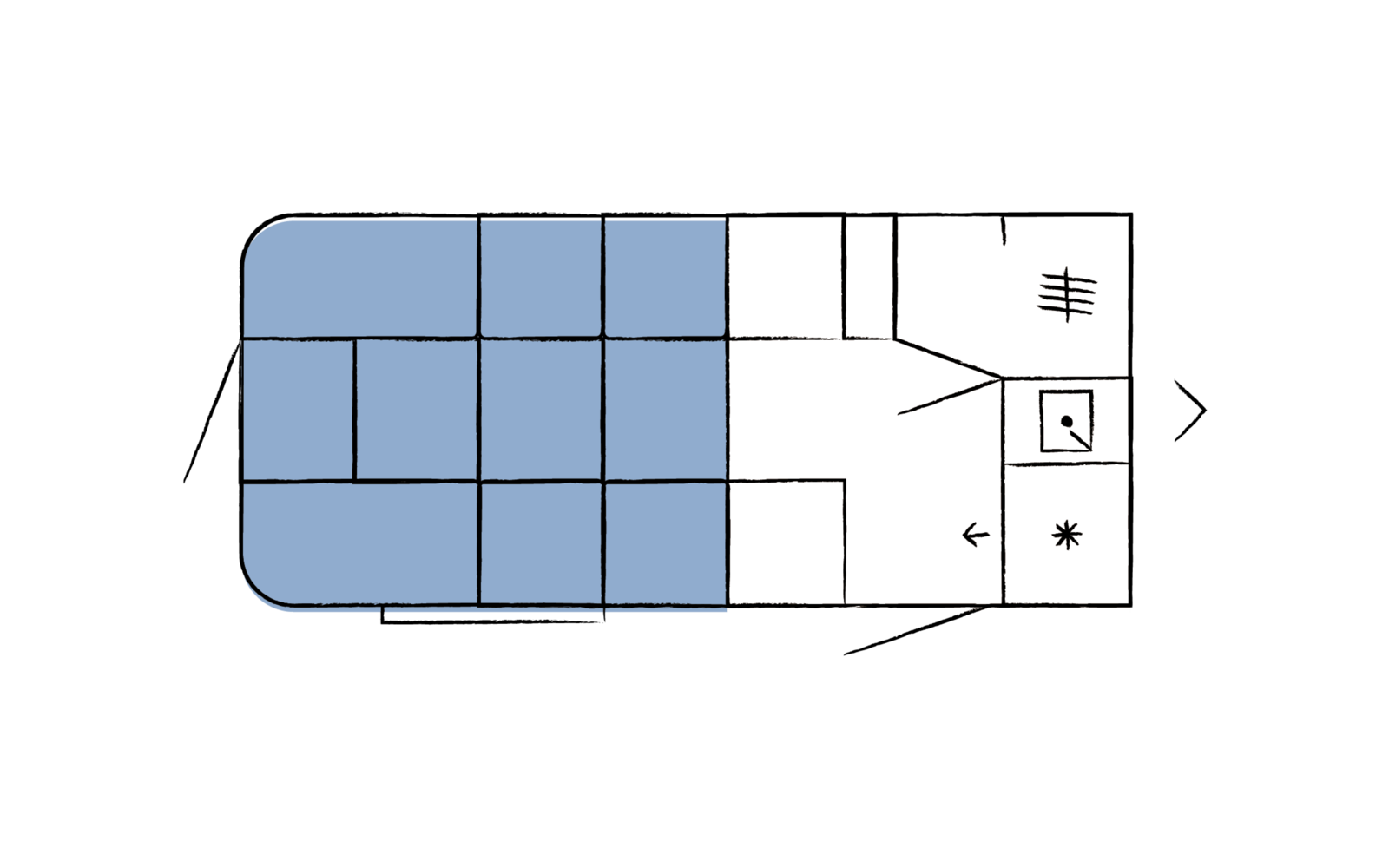 Layout 2023 Hobby Beachy 450 Nachtweergave