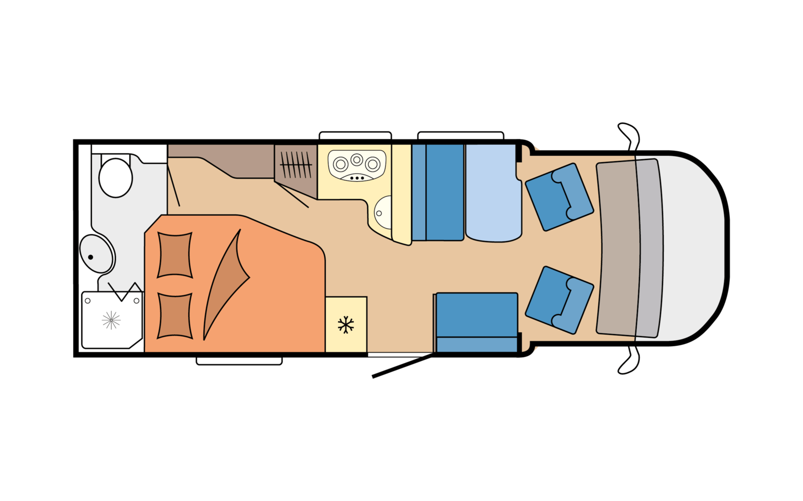 Layout 2023 Hobby Optima OnTour T70 F Nachtweergave