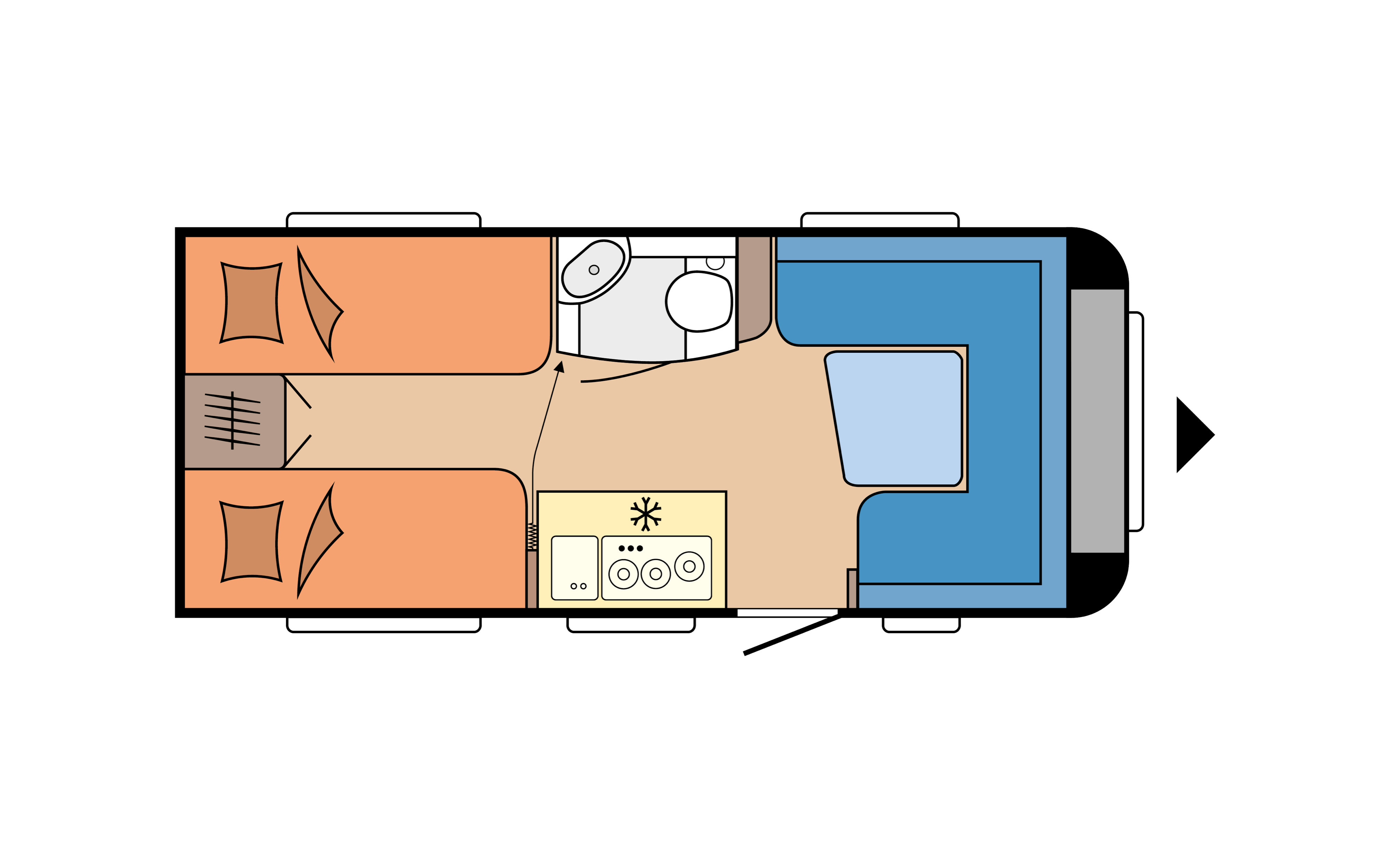 Layout 2023 Hobby De Luxe 460 UL Dagweergave