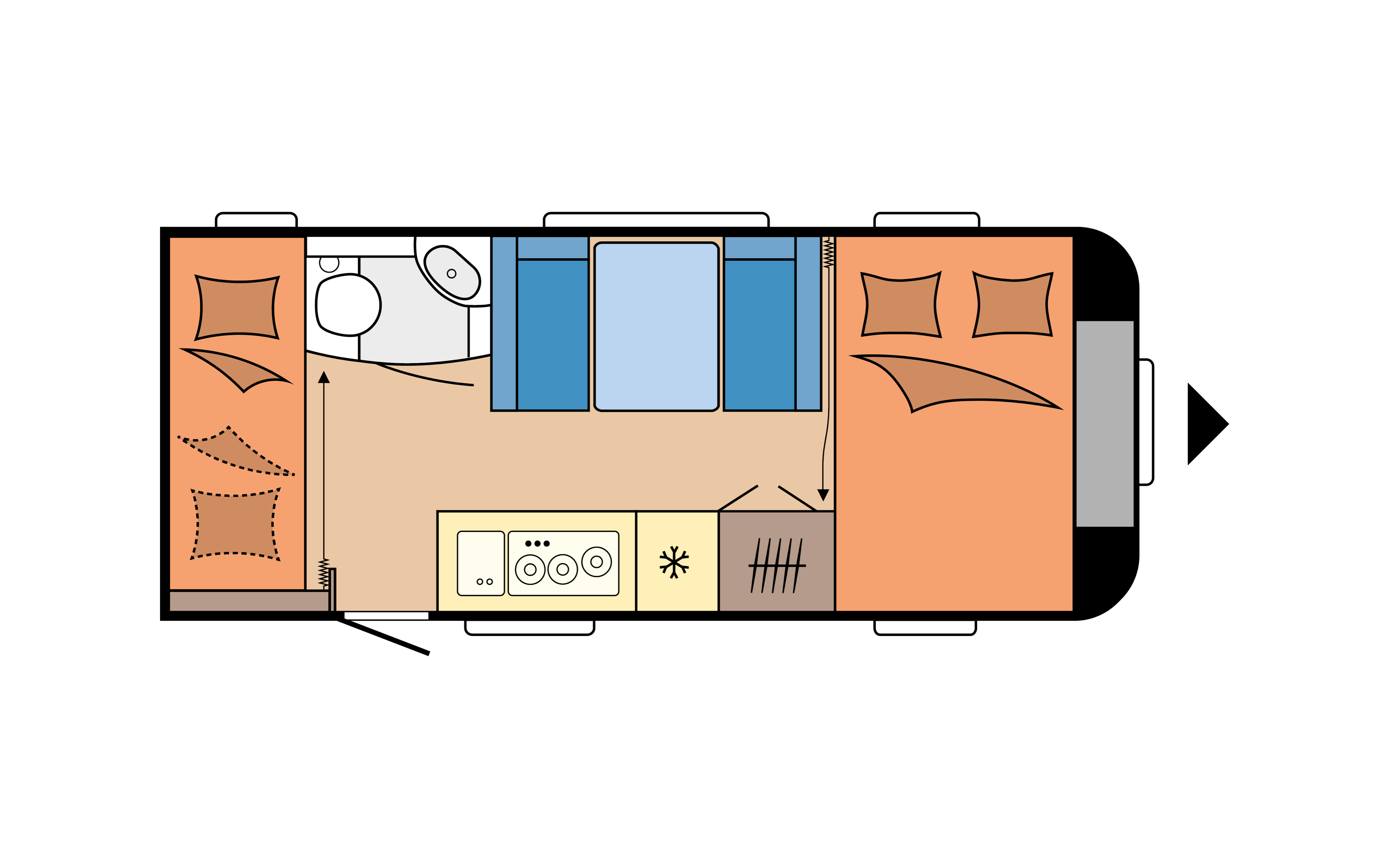 Layout 2023 Hobby De Luxe 490 KMF Dagweergave