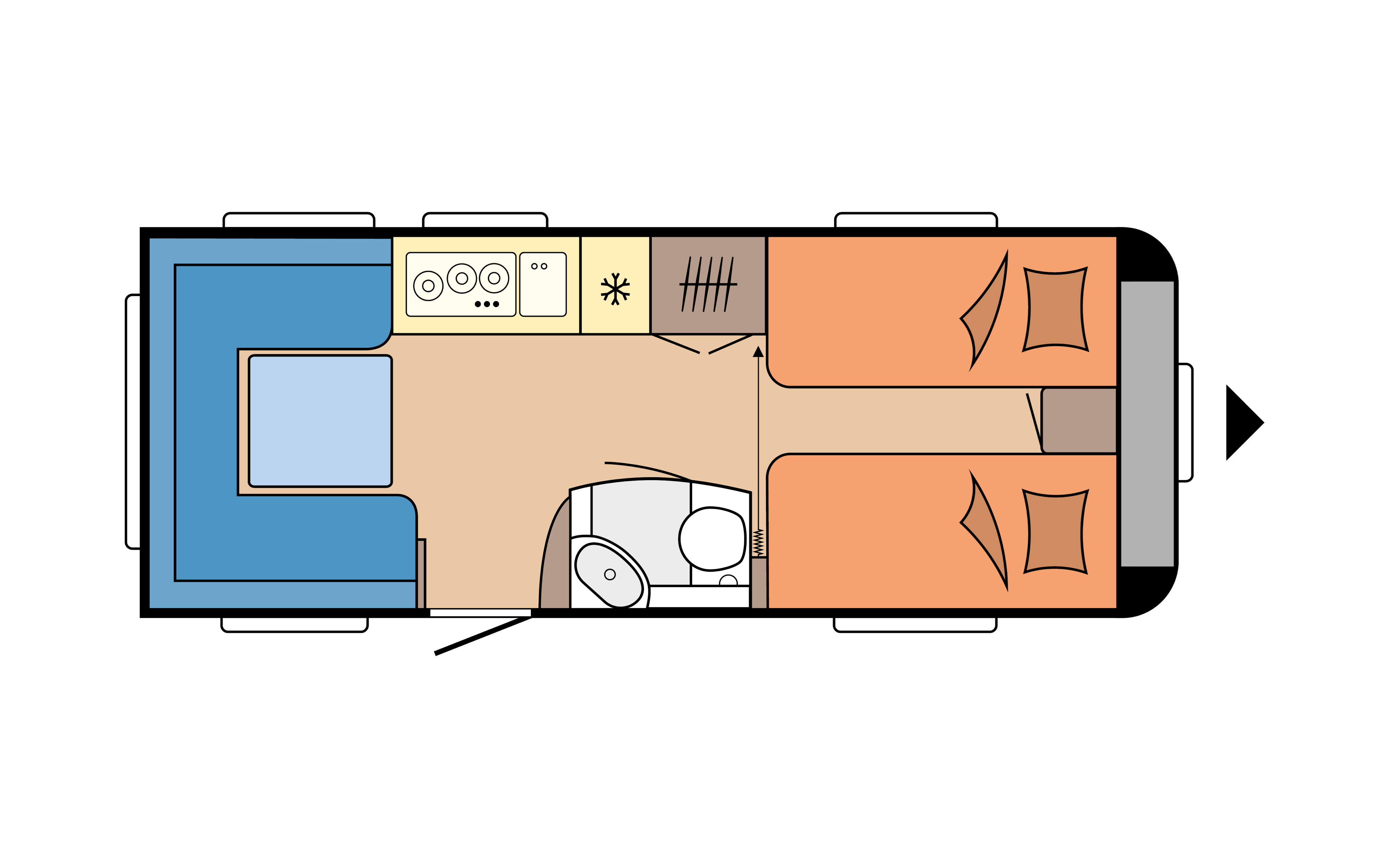 Layout 2023 Hobby De Luxe 540 UL Dagweergave
