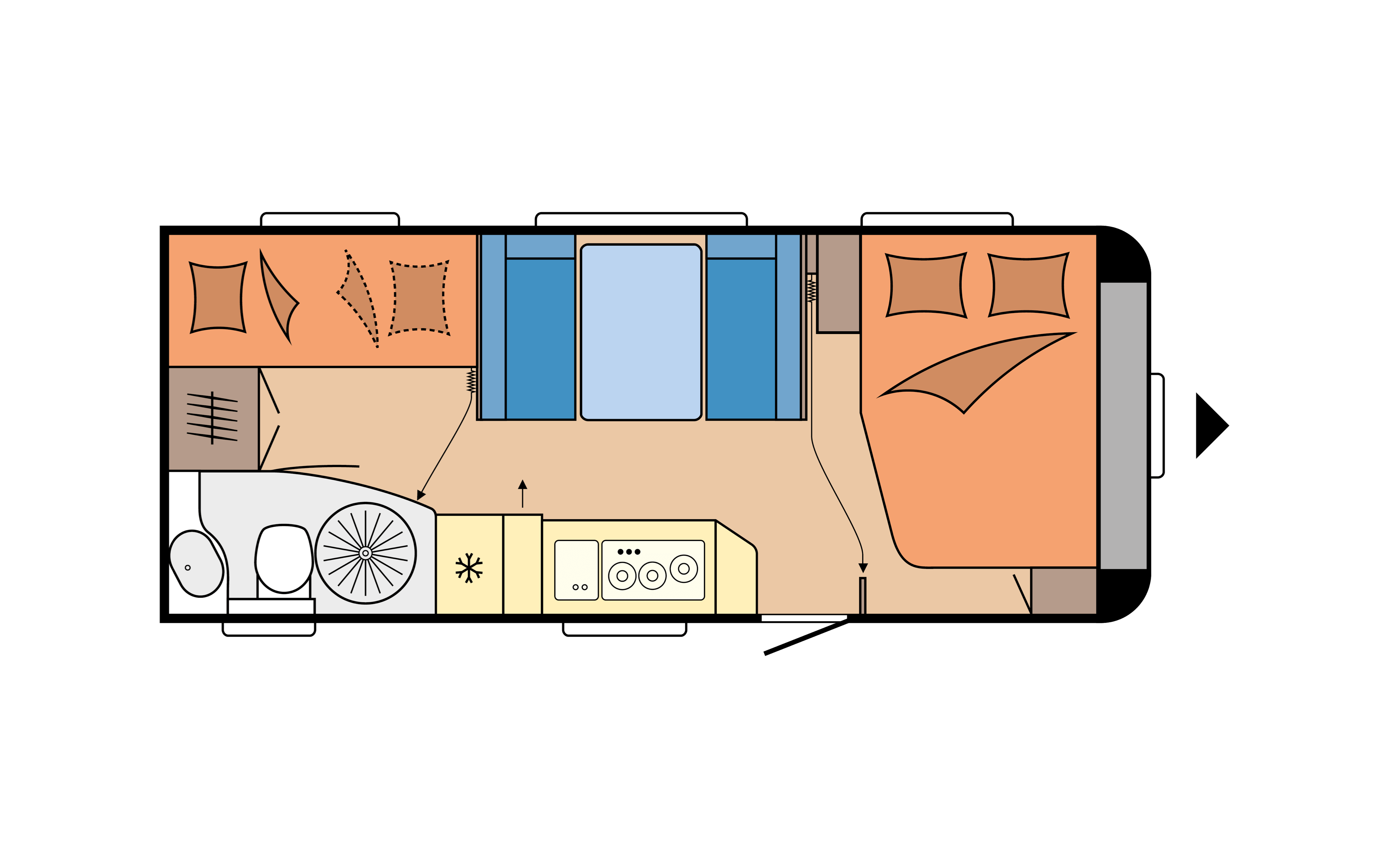 Layout 2023 Hobby De Luxe 545 KMF Dagweergave