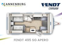 Fendt Apero 495 SG model 2024 caravan plattegrond
