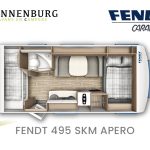 Fendt Apero 495 SKM model 2024 caravan plattegrond