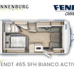 Fendt Bianco Activ 465 SFH model 2024 caravan plattegrond