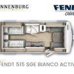 Fendt Bianco Activ 515 SGE model 2024 caravan plattegrond