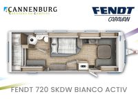 Fendt Bianco Activ 720 SKDW model 2024 caravan plattegrond