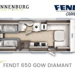 Fendt Diamant 650 GDW model 2024 caravan plattegrond