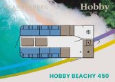Hobby BEACHY 450 modeljaar 2024 caravan plattegrond