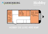 Hobby De Luxe 490 KMF model 2024 caravan plattegrond slapen