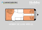 Hobby De Luxe 495 UL model 2024 caravan plattegrond slapen
