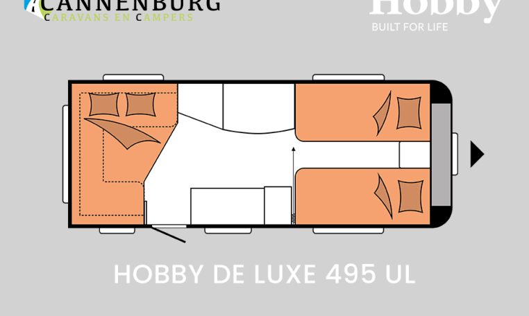 Hobby De Luxe 495 UL model 2024 caravan plattegrond slapen