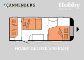 Hobby De Luxe 540 KMFe model 2024 caravan plattegrond slapen