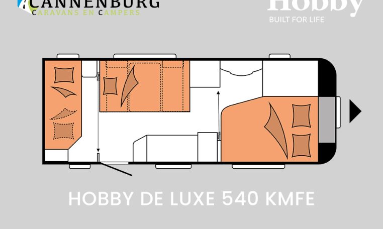 Hobby De Luxe 540 KMFe model 2024 caravan plattegrond slapen